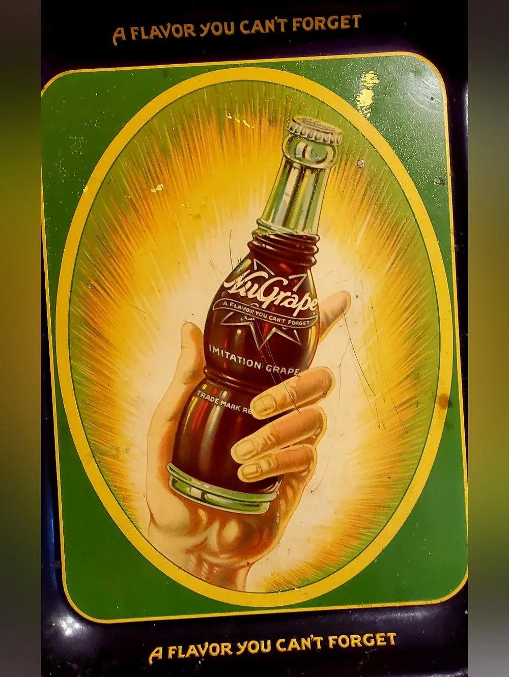 Vintage Colorful NuGrape Soda Advertising Tray Early 1900's Era Nice Graphics